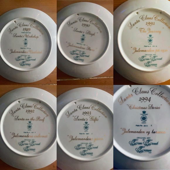Complete Set of 6 Bing & Grondahl Santa Claus Christmas Plates (1989-1994) - Picture 2 of 9